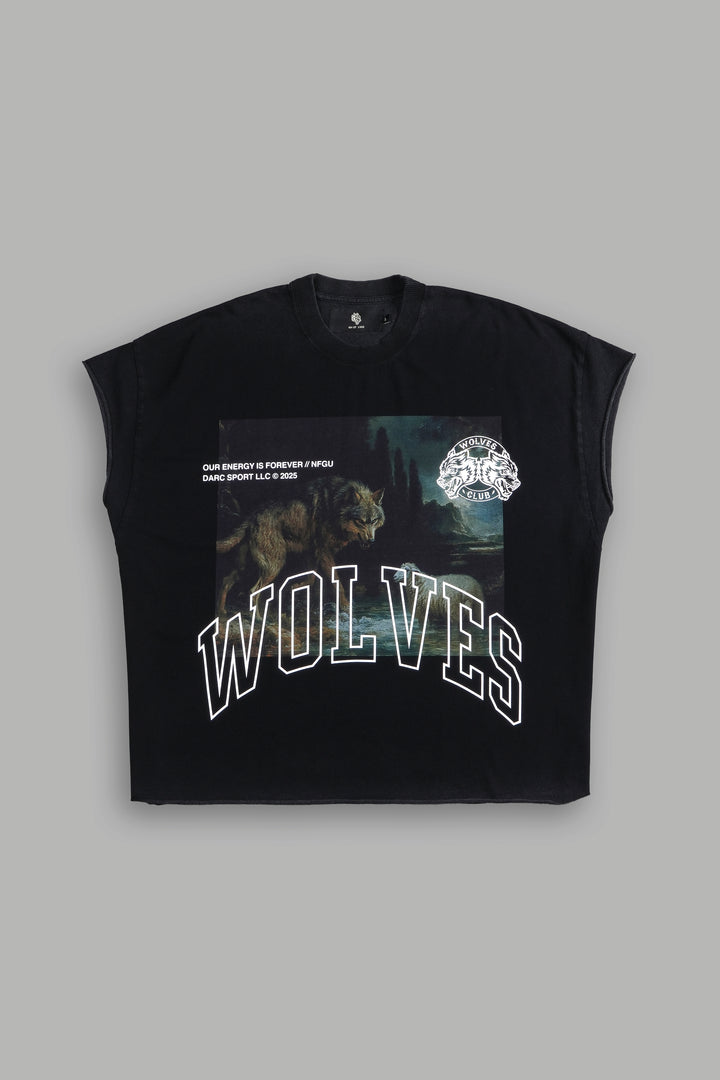 Don't Sleep Grunge Cut-Off Tee in Black