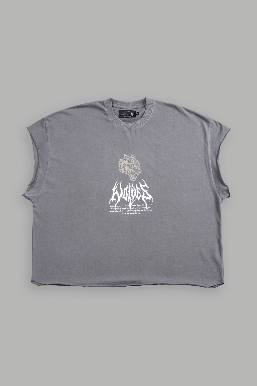 Shadow Shaman Grunge Cut-Off Tee in Dove Gray