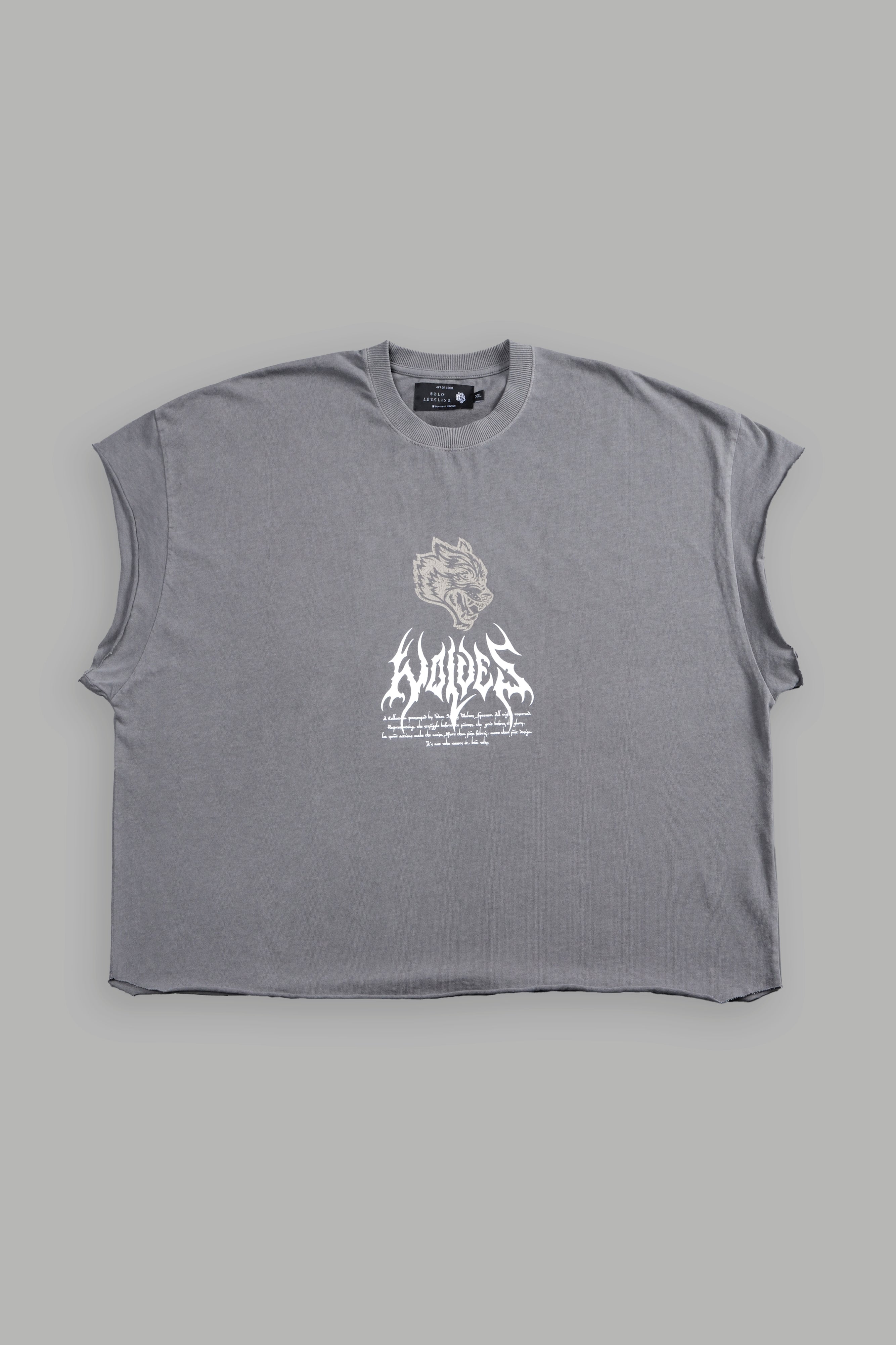 Shadow Shaman Grunge Cut-Off Tee in Dove Gray