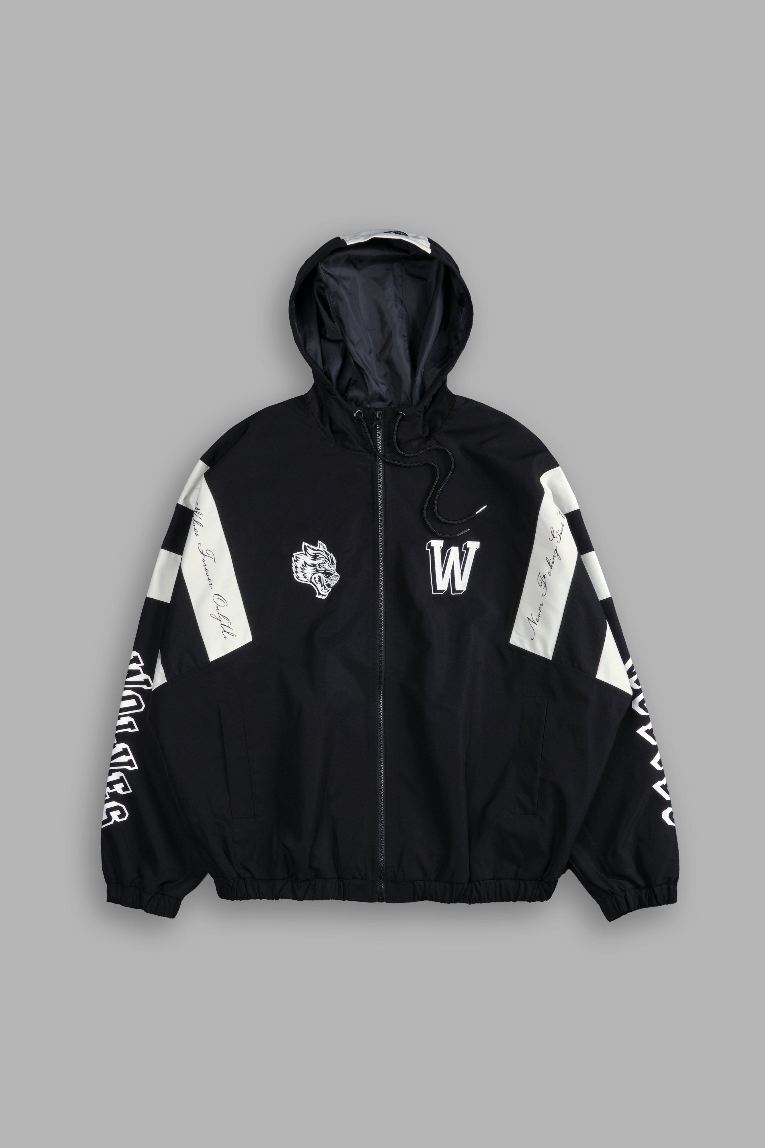 Never Give Up Brolic Unisex Track Jacket in Black/Cream