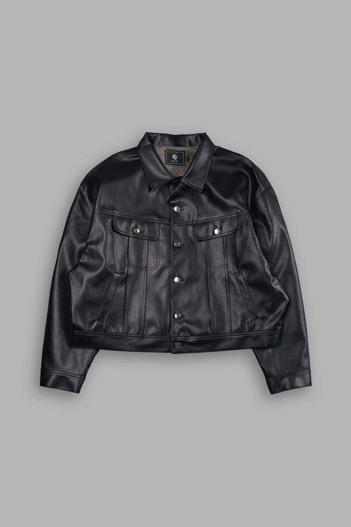 Single Wolf Leather American Cropped Jacket in Black