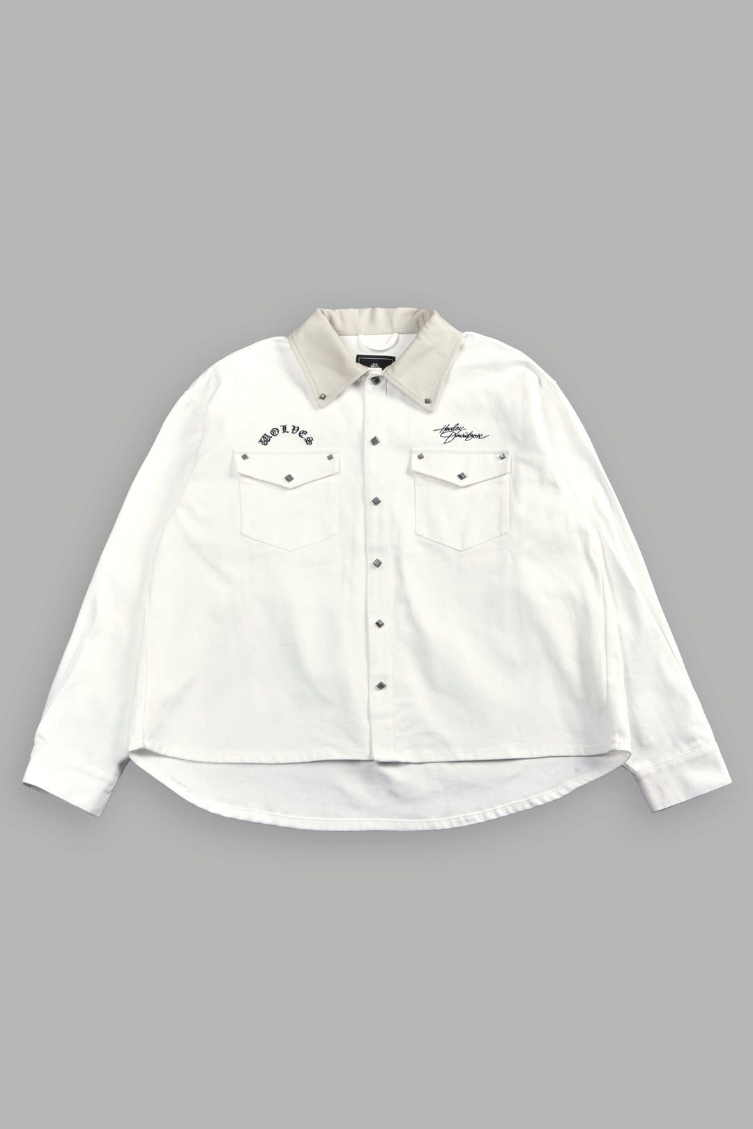 Harley Wolves Winslow Shirt Jacket in Cream