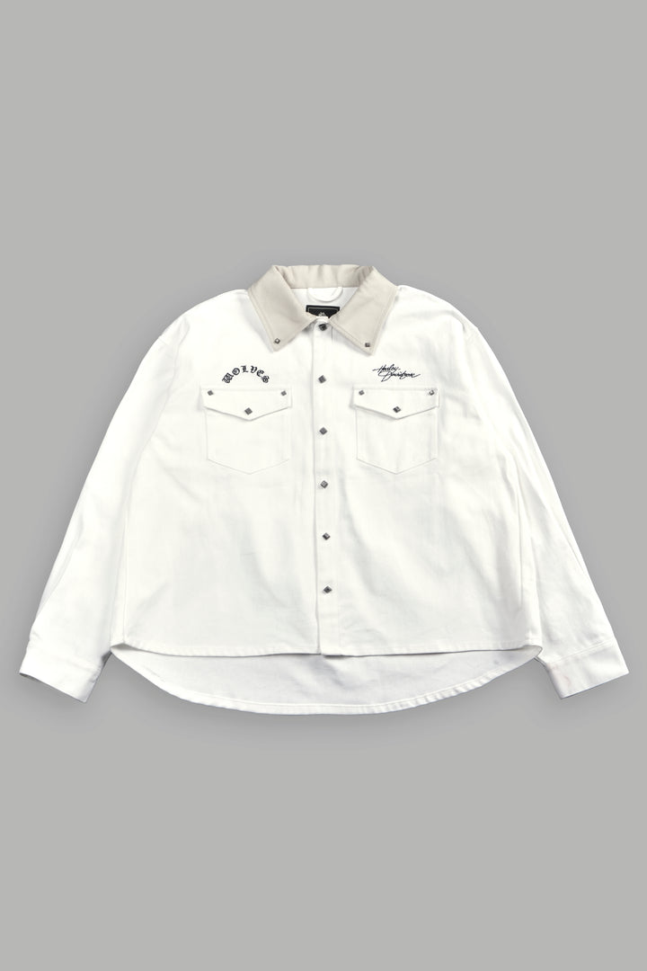 Harley Wolves Winslow Shirt Jacket in Cream