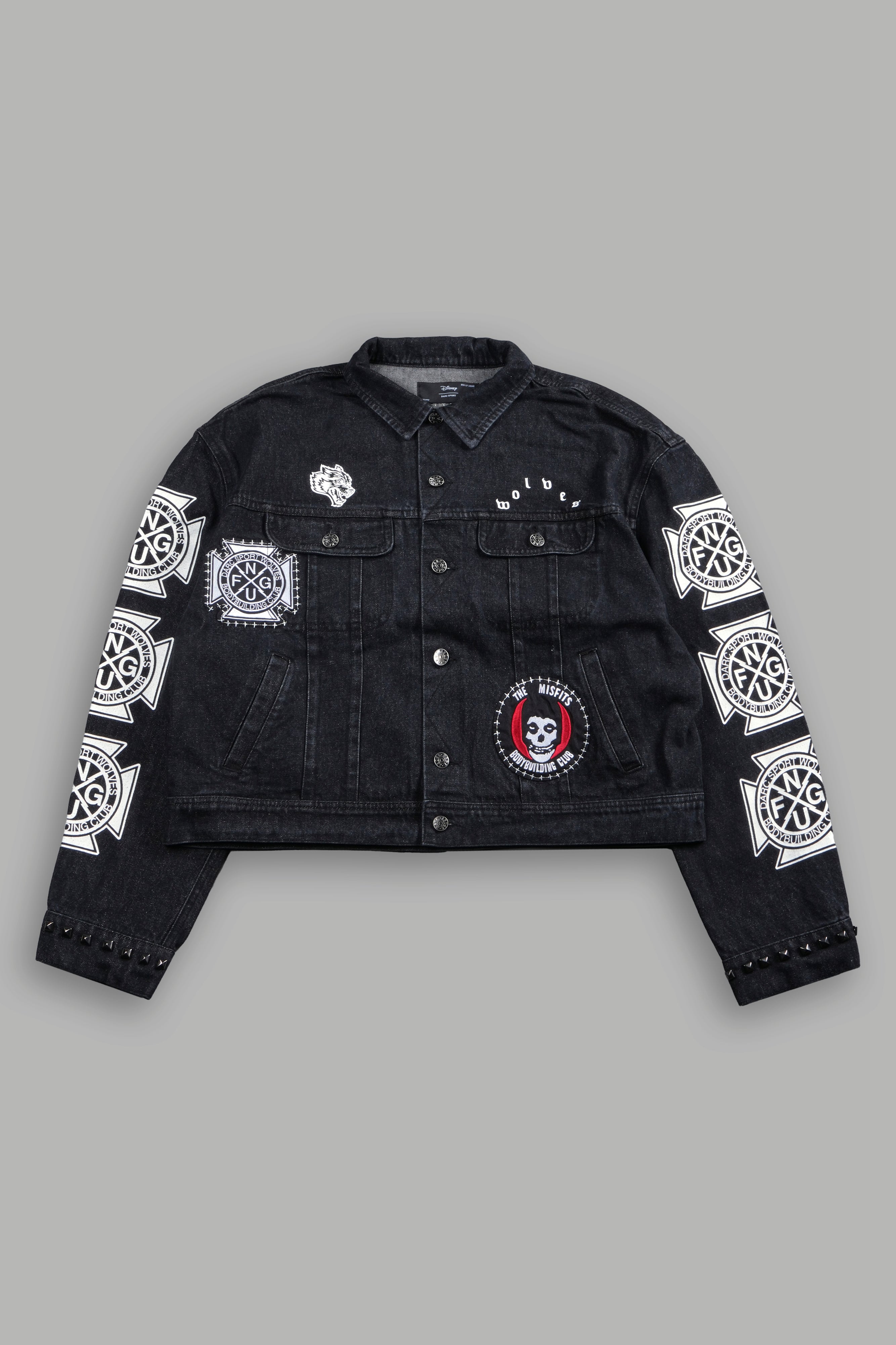 Wolves Blood Cropped American Denim Jacket in Black