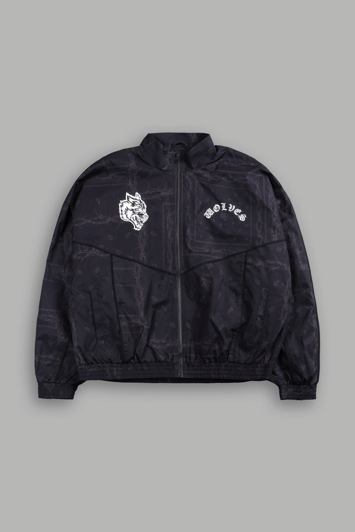 Thorned Paisley Quinn Track Jacket in Black Thorn Paisley