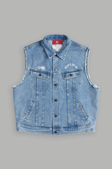 Rose Chopper Clint American Denim Vest in Medium Wash