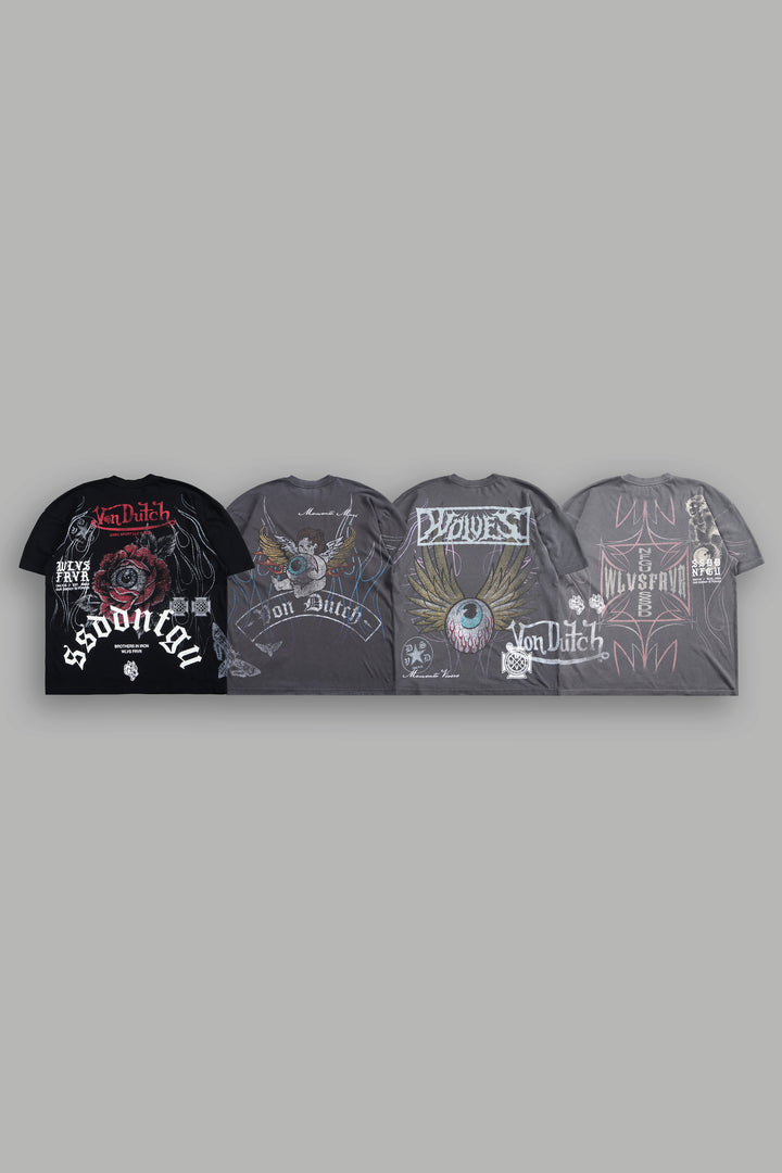 Von Dutch "Side-By-Side" Tee Box Set in Black