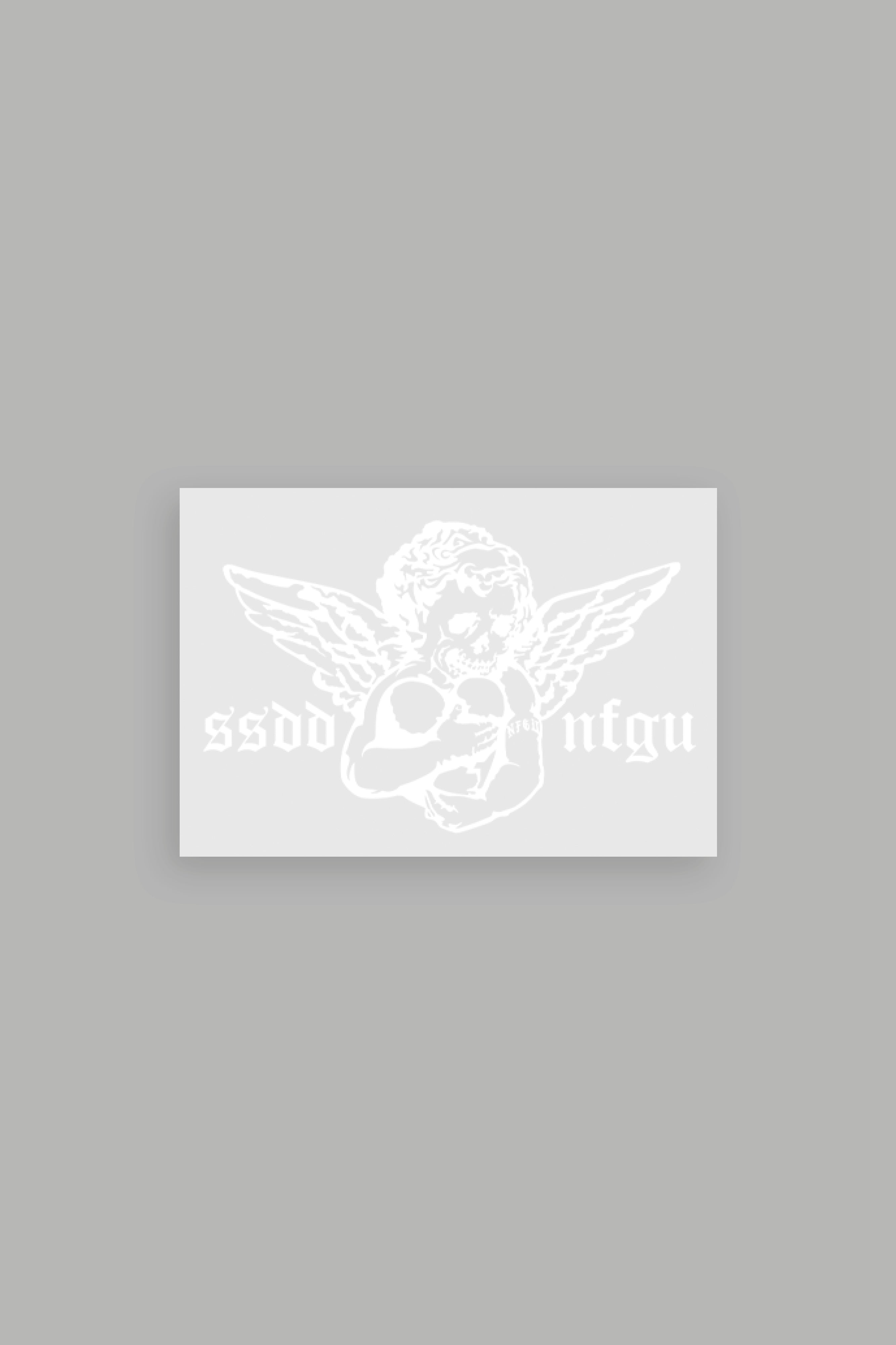 Shielded Heart Large Sticker in White