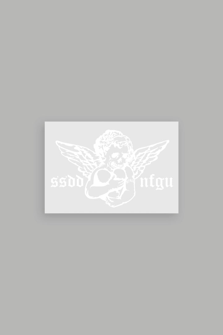 Shielded Heart Large Sticker in White