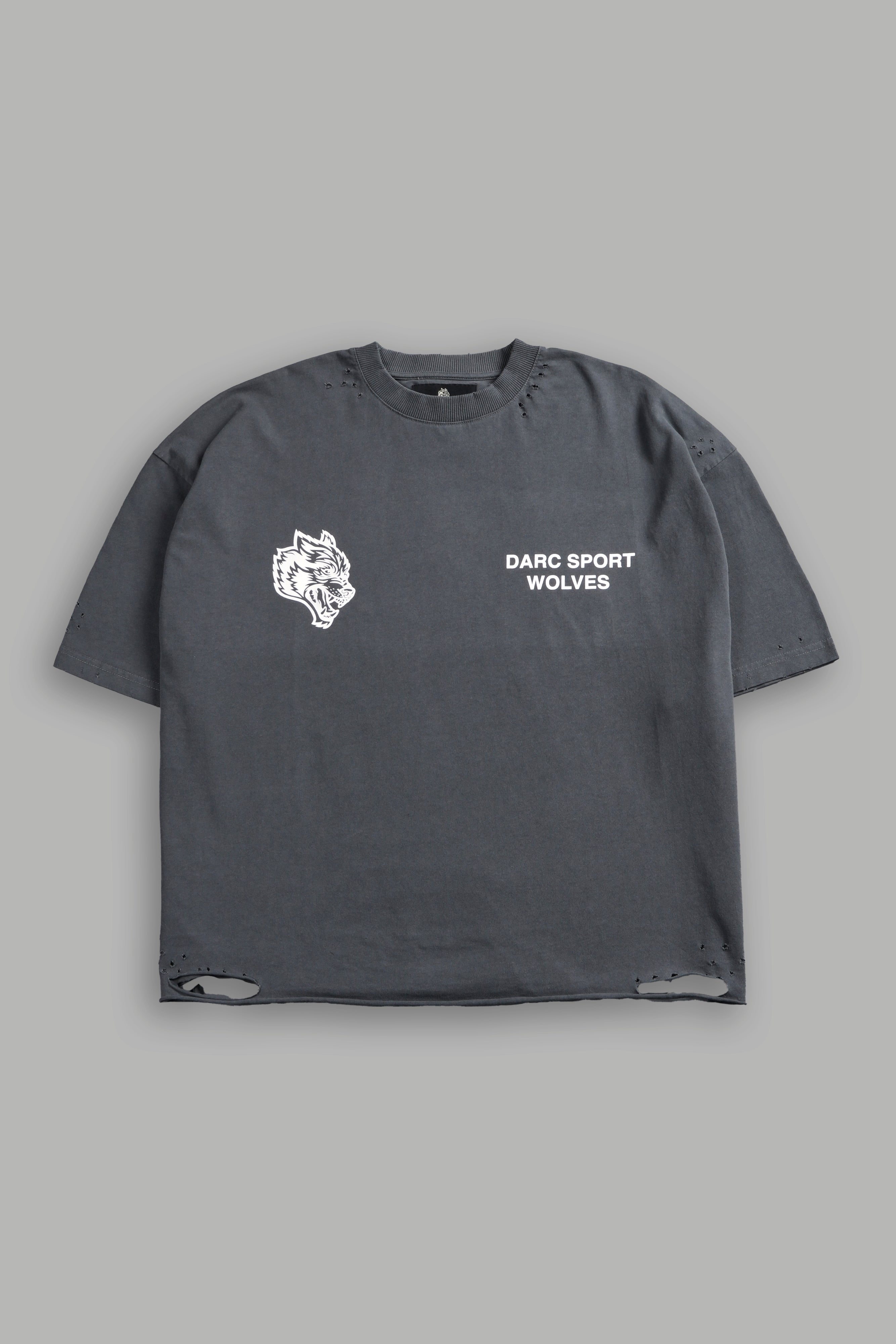 Sangrado Distressed Grunge "Box Cut" Tee in Slate Gray