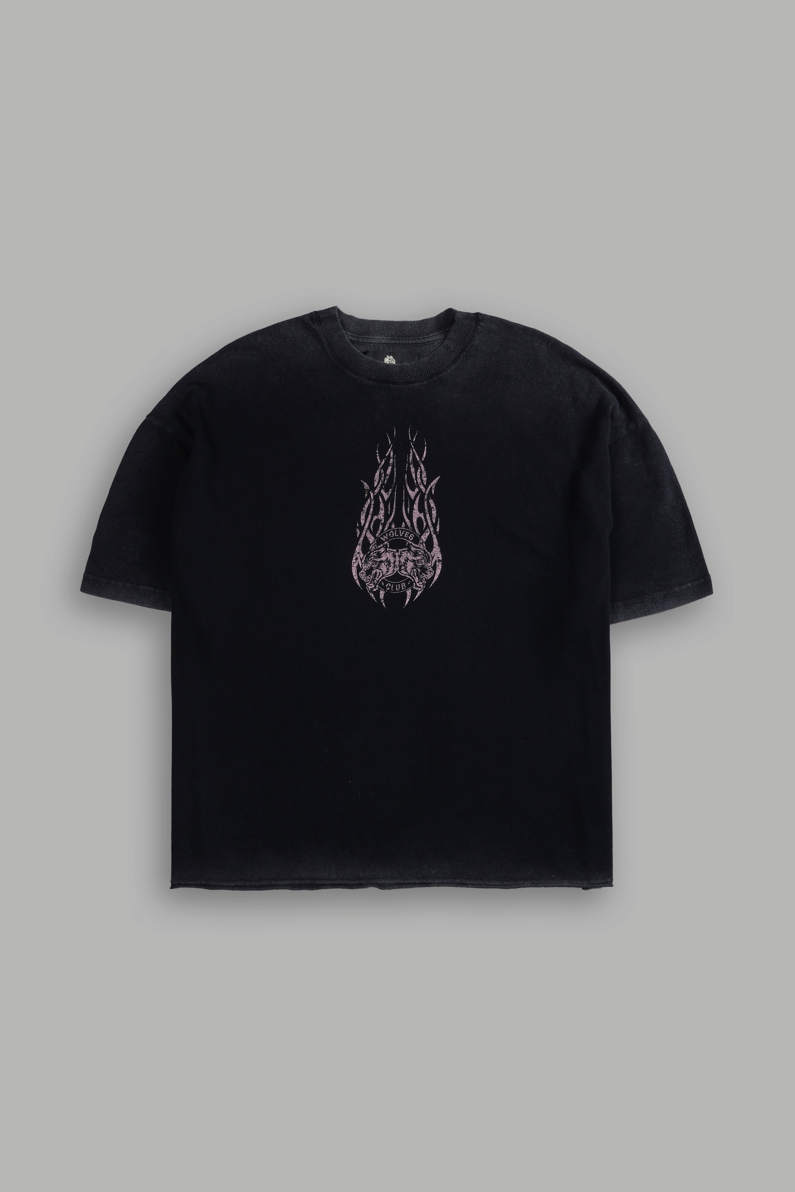 Finite Flame Premium Raw Hem "Box Cut" Unisex Tee in Black