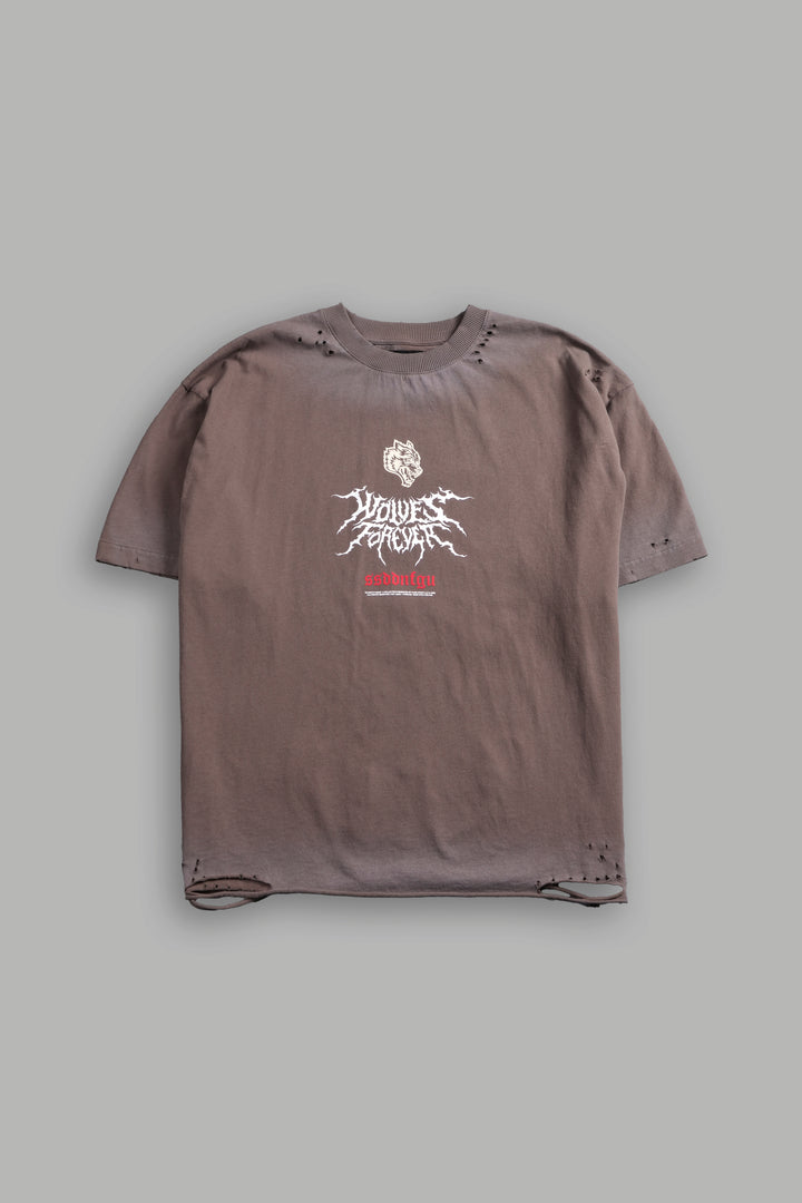 Mori Rose Distressed Grunge Tee in Mojave Brown Drift Wash