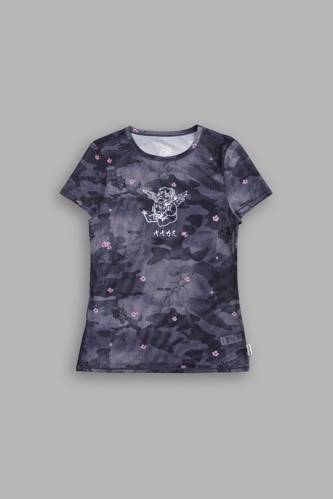 Oni Cherub Leah Mesh Ss Tee in Warrior In A Garden Black Camo