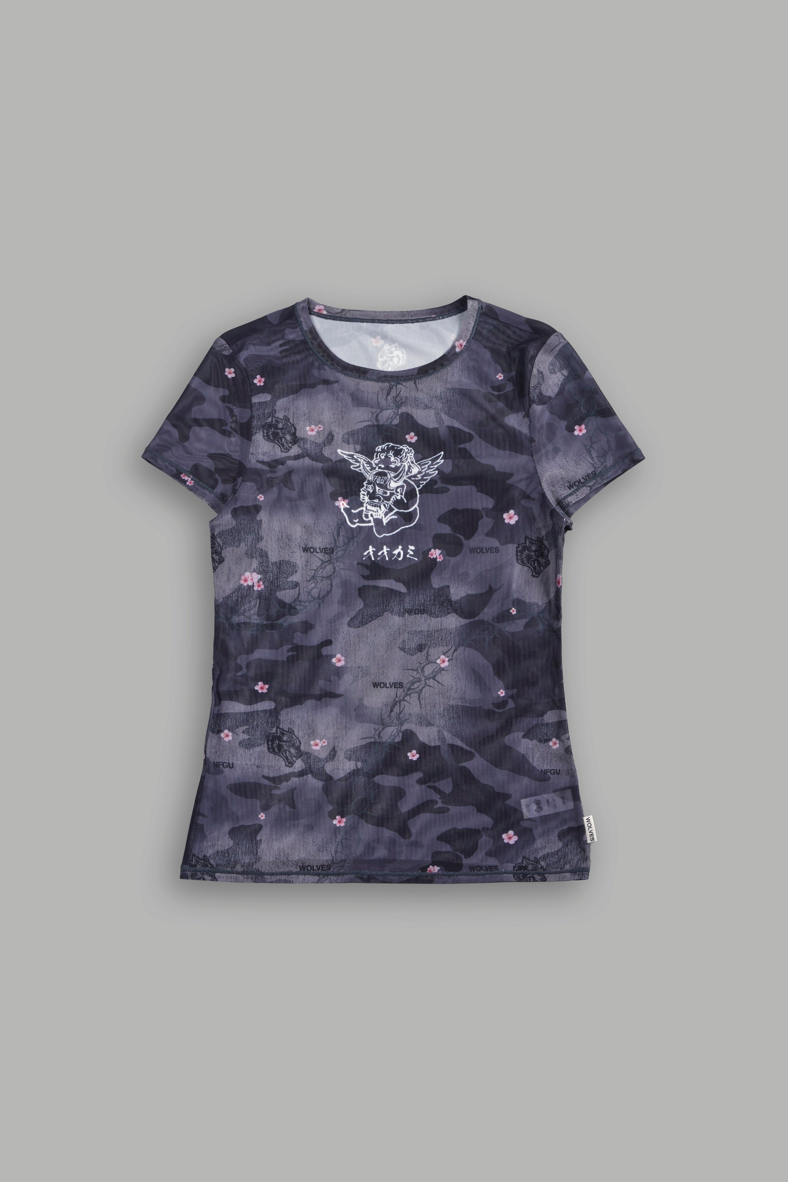 Oni Cherub Leah Mesh Ss Tee in Warrior In A Garden Black Camo