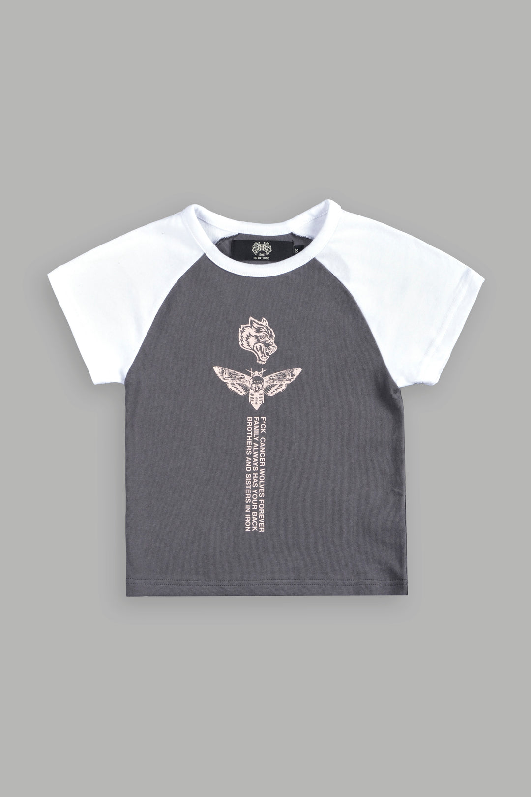 Moth Pyramid Lina Raglan Baby Tee In Slate Gray
