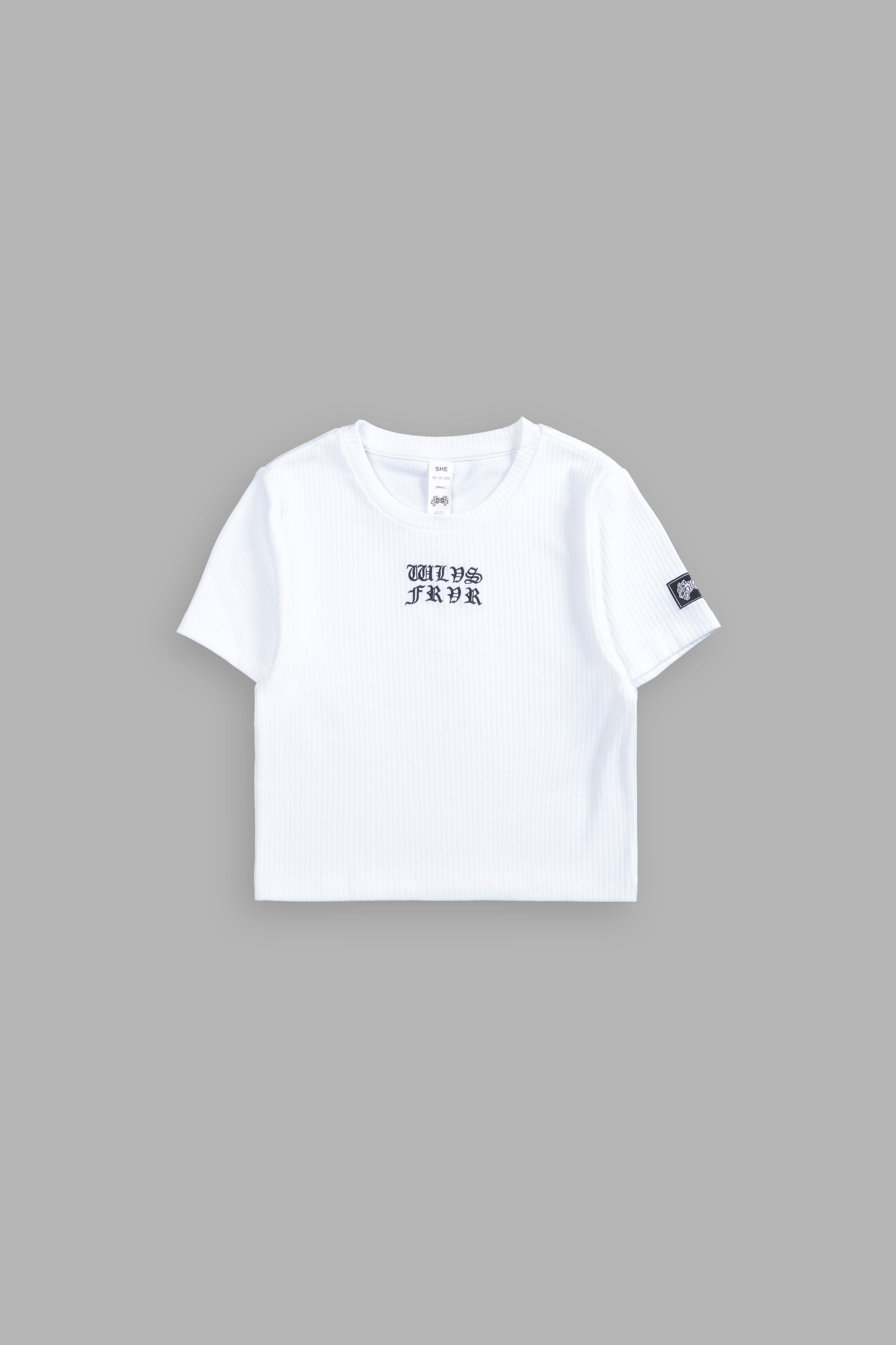 Wolves Forever Ribbed "Baby" Tee in White