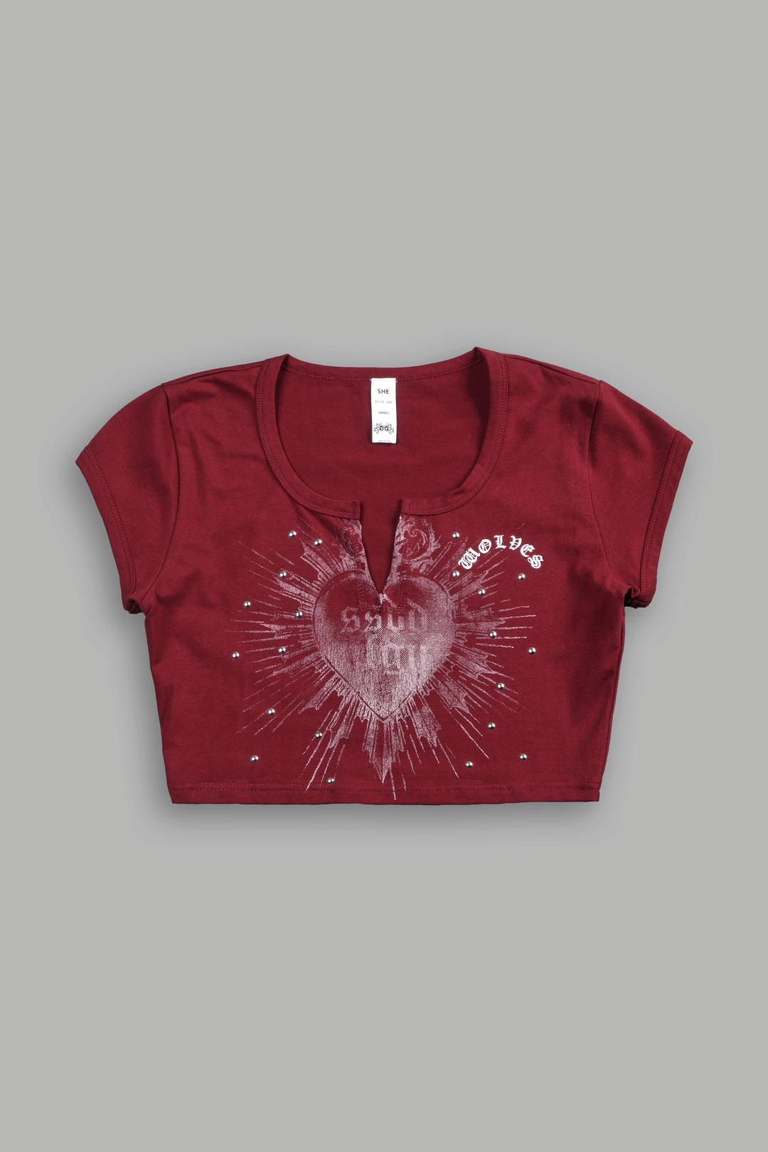 Holy Heart Josie Crop Baby Tee In Cherry Red