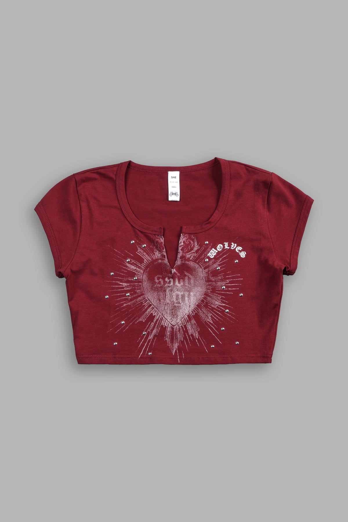 Holy Heart Josie Crop Baby Tee In Cherry Red