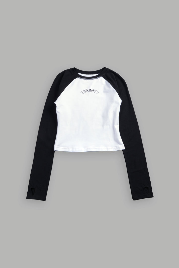 Wolves Kulture Raglan Ringer LS Tee in Black/White