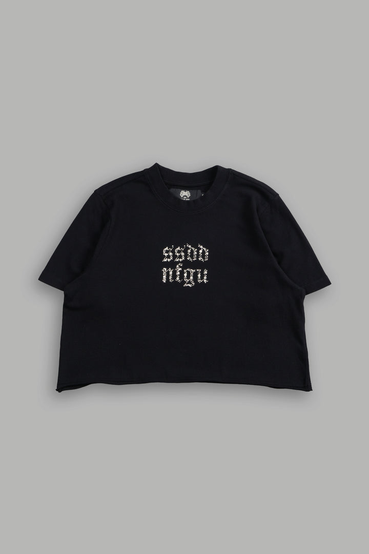 Crystal Code "Premium" Oversized (Cropped) Tee in Black