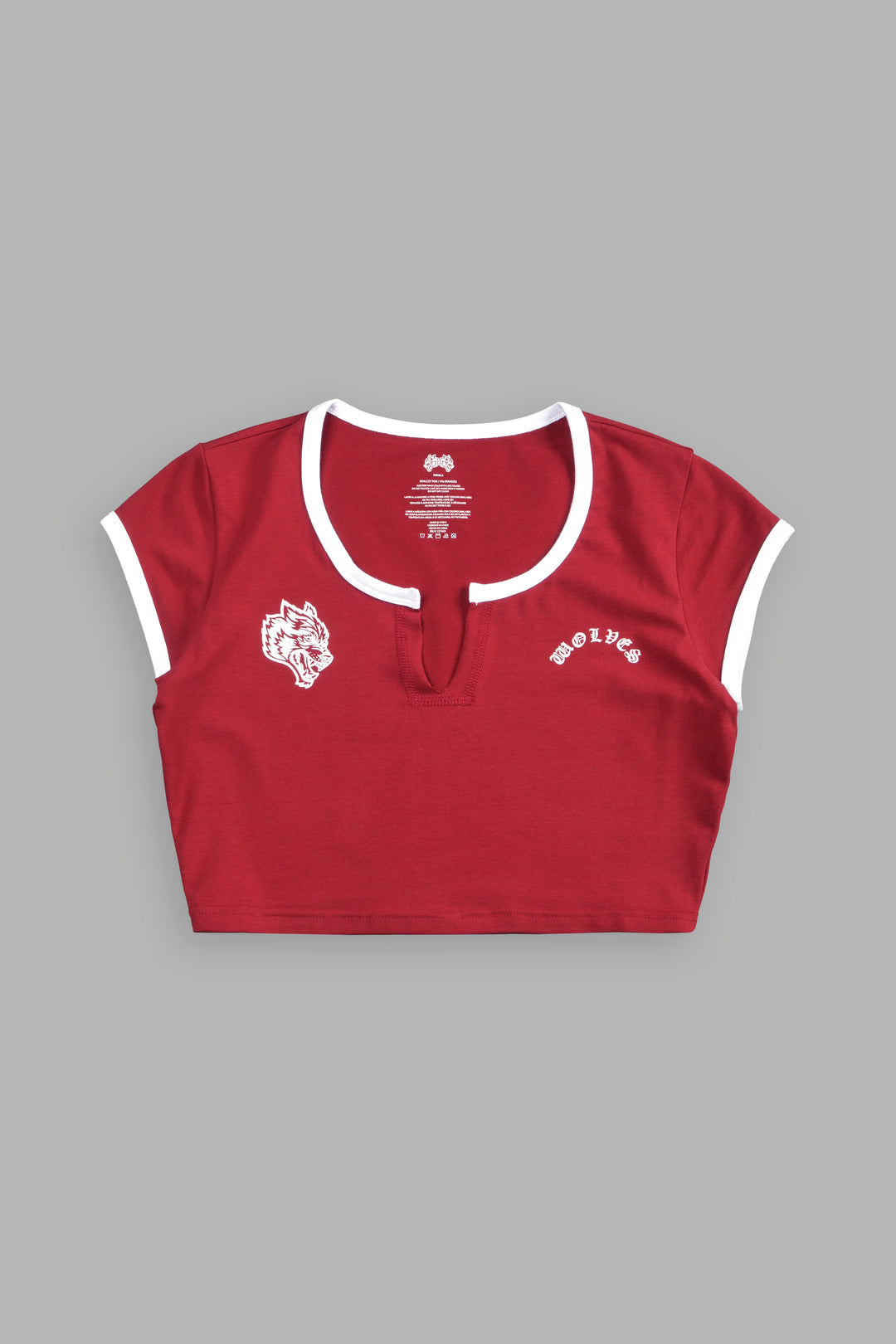 Wolves Chopper Josie Crop Baby Tee in Carmine Red