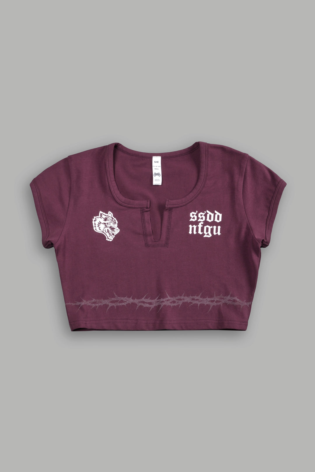 SSDDNFGU Thorns "Josie" Crop Baby Tee in Cherry Wine