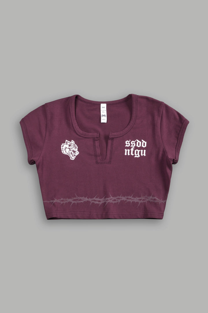 SSDDNFGU Thorns "Josie" Crop Baby Tee in Cherry Wine