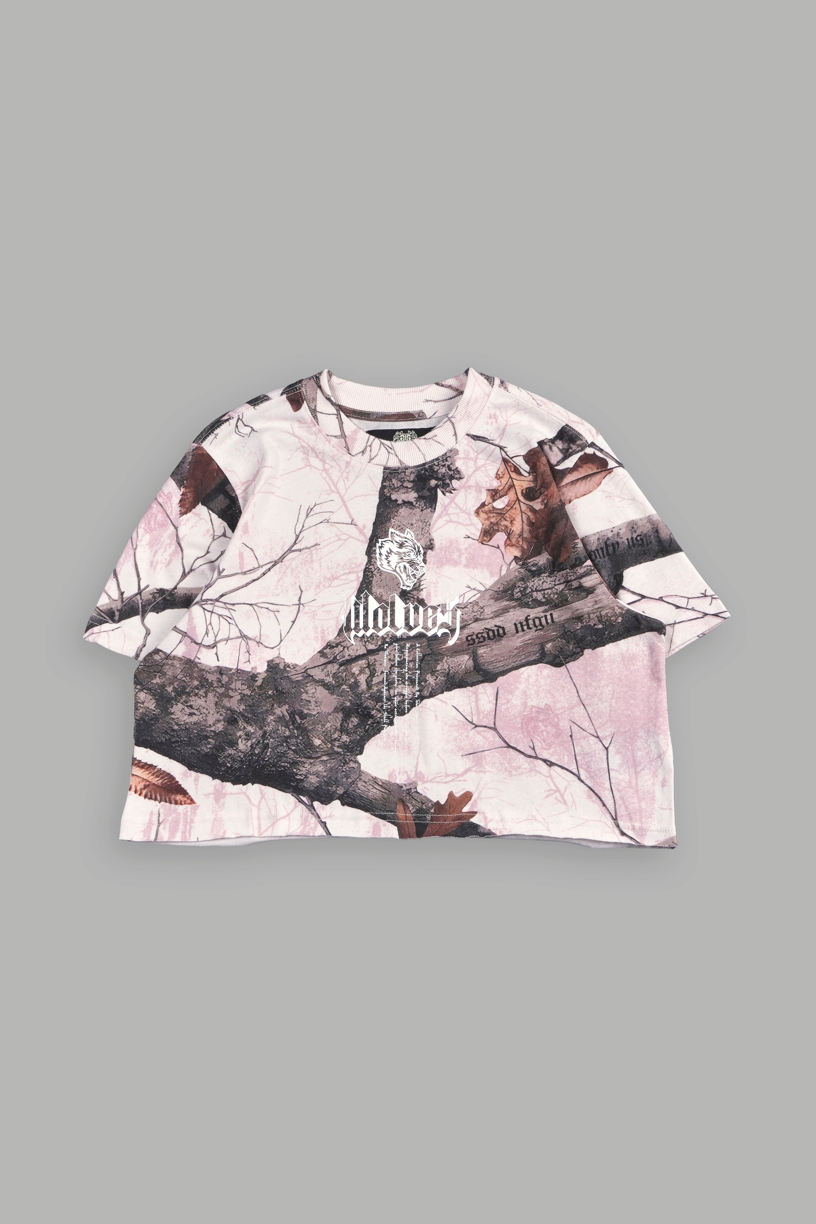 Our Passion "Premium" (Cropped) Tee in Brown/Light Mauve Woodland Camo