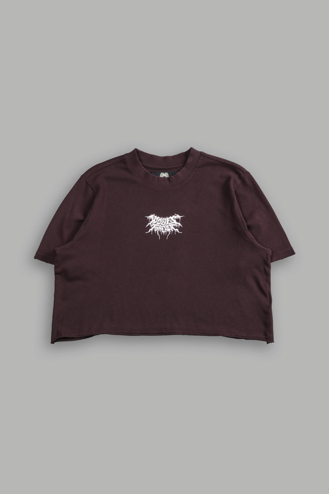 Drip Hesh Distressed Oversized (Cropped) Tee in Darc Garnet