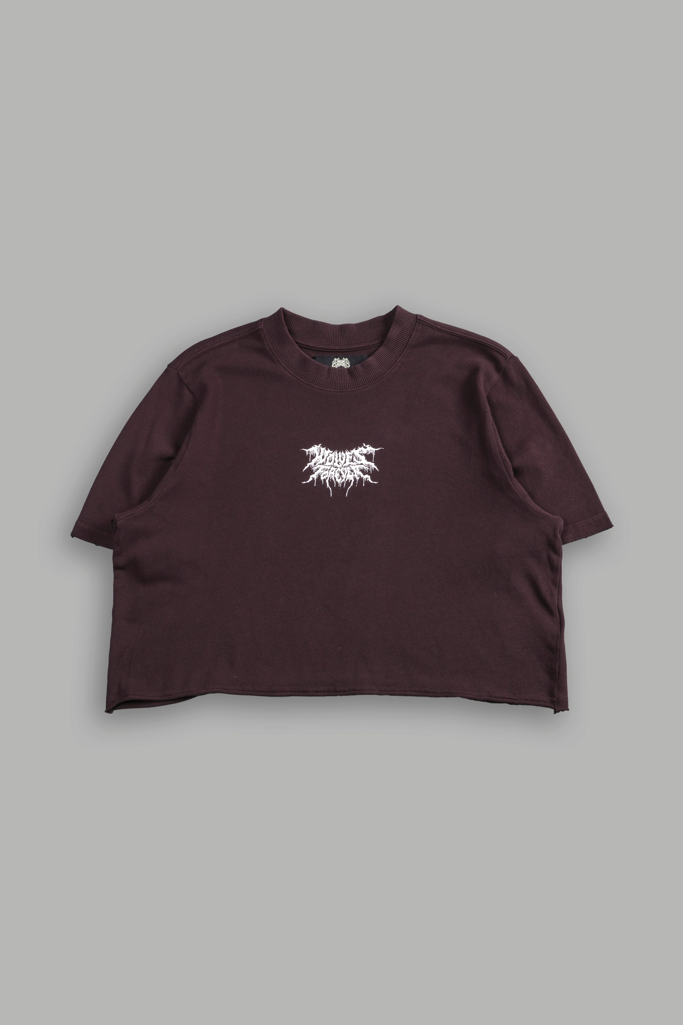 Drip Hesh Distressed Oversized (Cropped) Tee in Darc Garnet