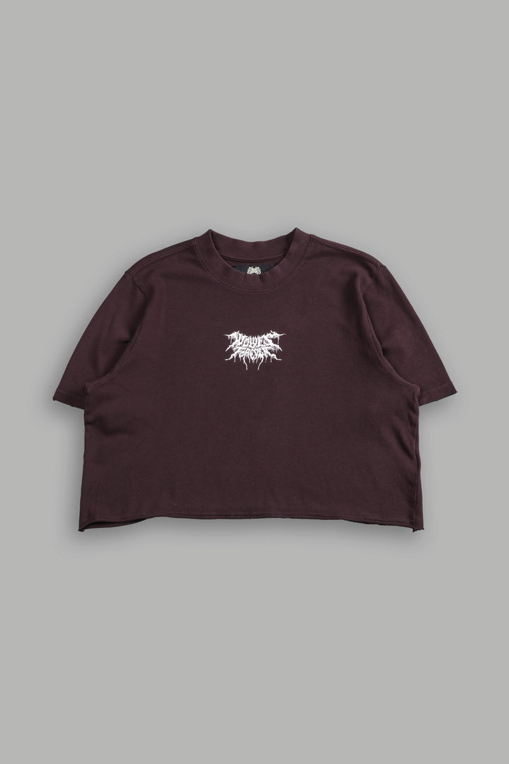 Drip Hesh Distressed Oversized (Cropped) Tee in Darc Garnet