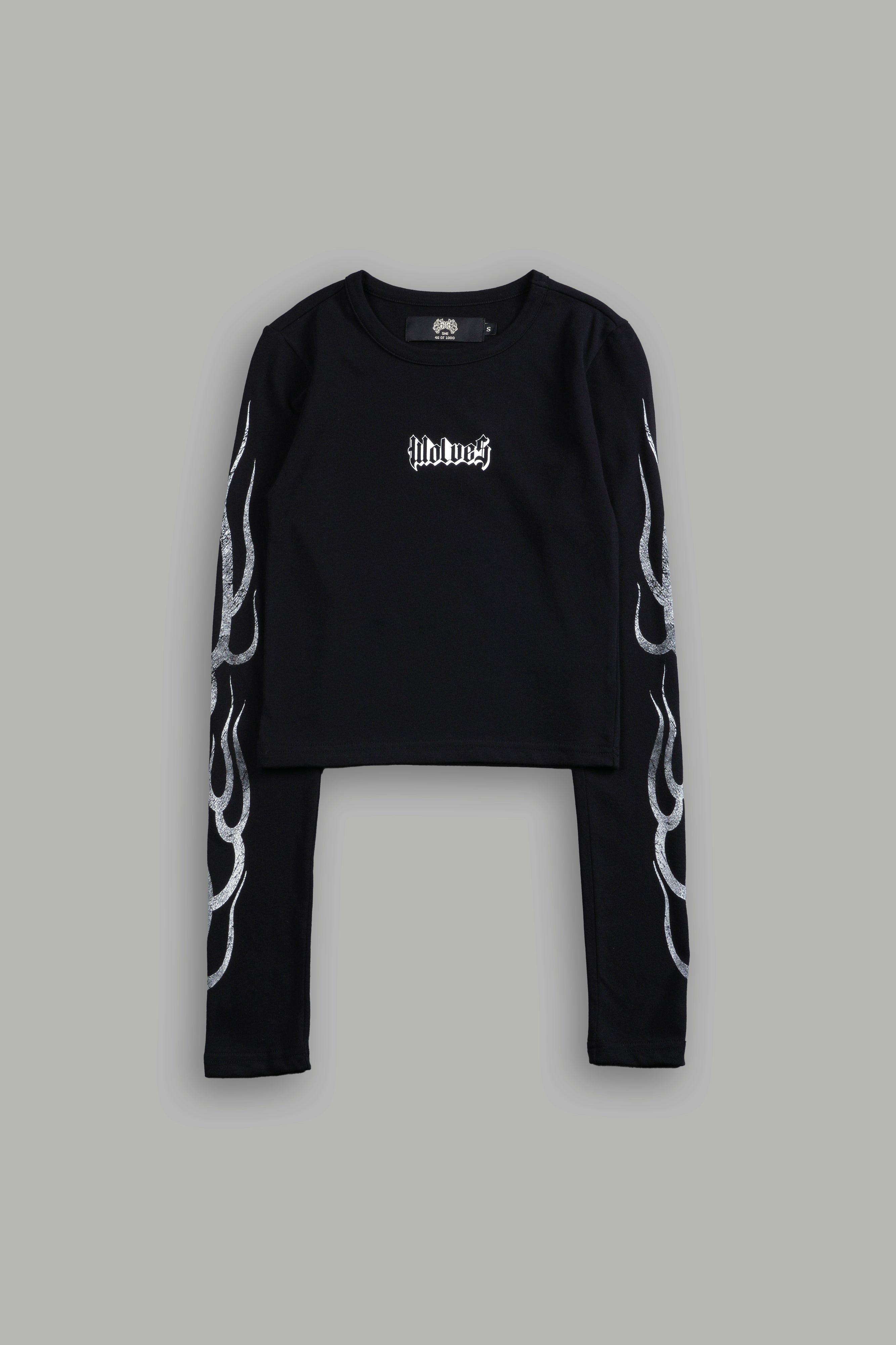 Wolves Flame L/S "Baby" Tee in Black