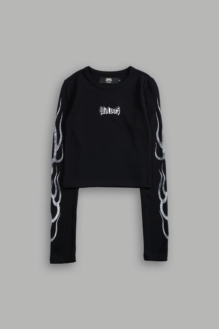 Wolves Flame L/S "Baby" Tee in Black