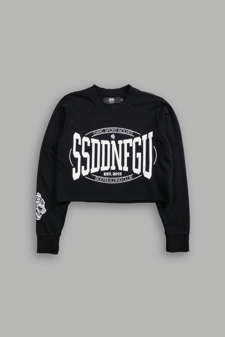 SSDDNFGU FRVR "Premium" Cropped L/S Tee in Black