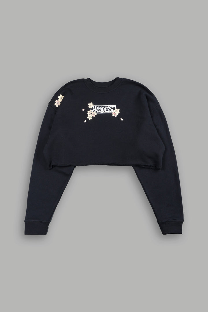 Box Sakura Cropped London Crewneck In Black