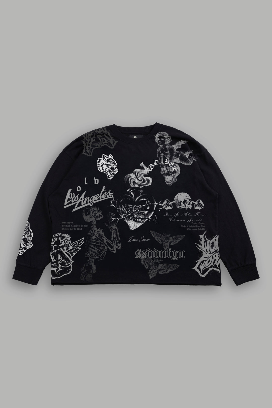Homage To La Grunge Mid Length Raw Hem Ls Tee in Black