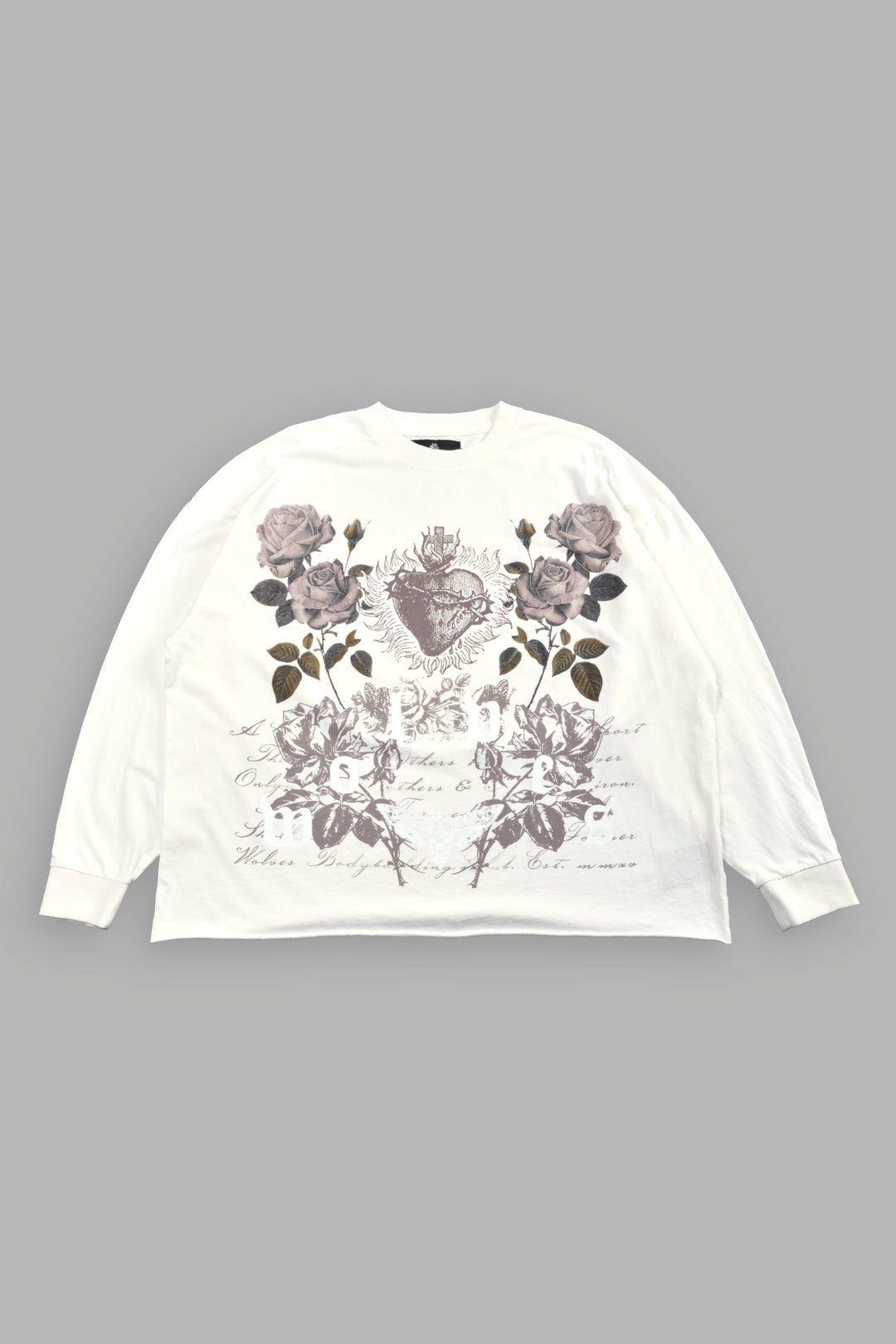 You Are the Reason Grunge Mid-Length Raw Hem LS Tee in Cream