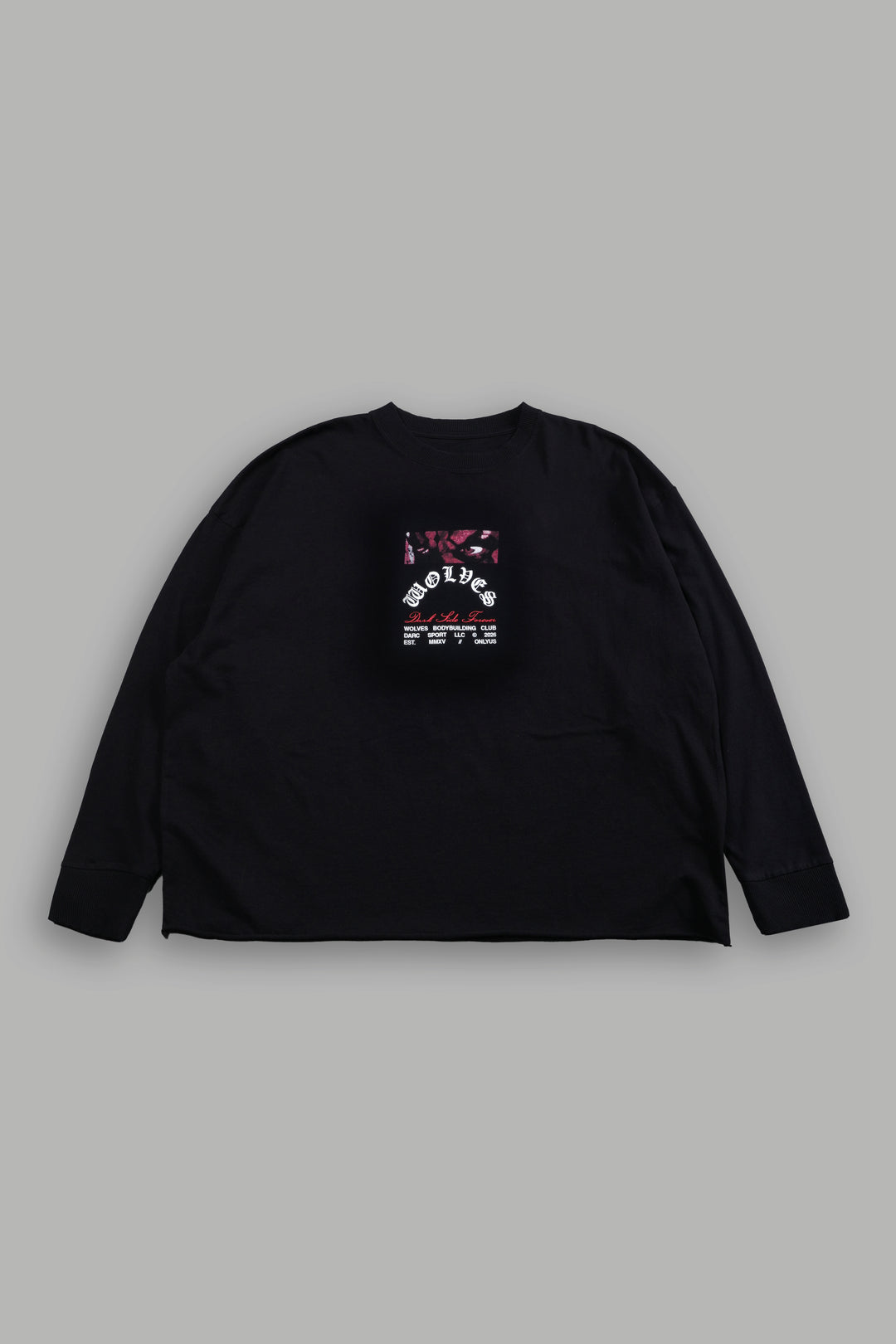 The Shadow Grunge Mid Length Raw Hem Ls Tee in Black