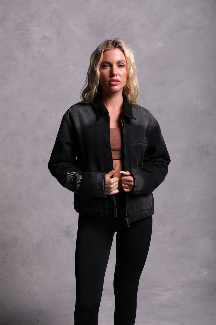 Been Through It Cropped Hard Work Jacket in Distressed Black