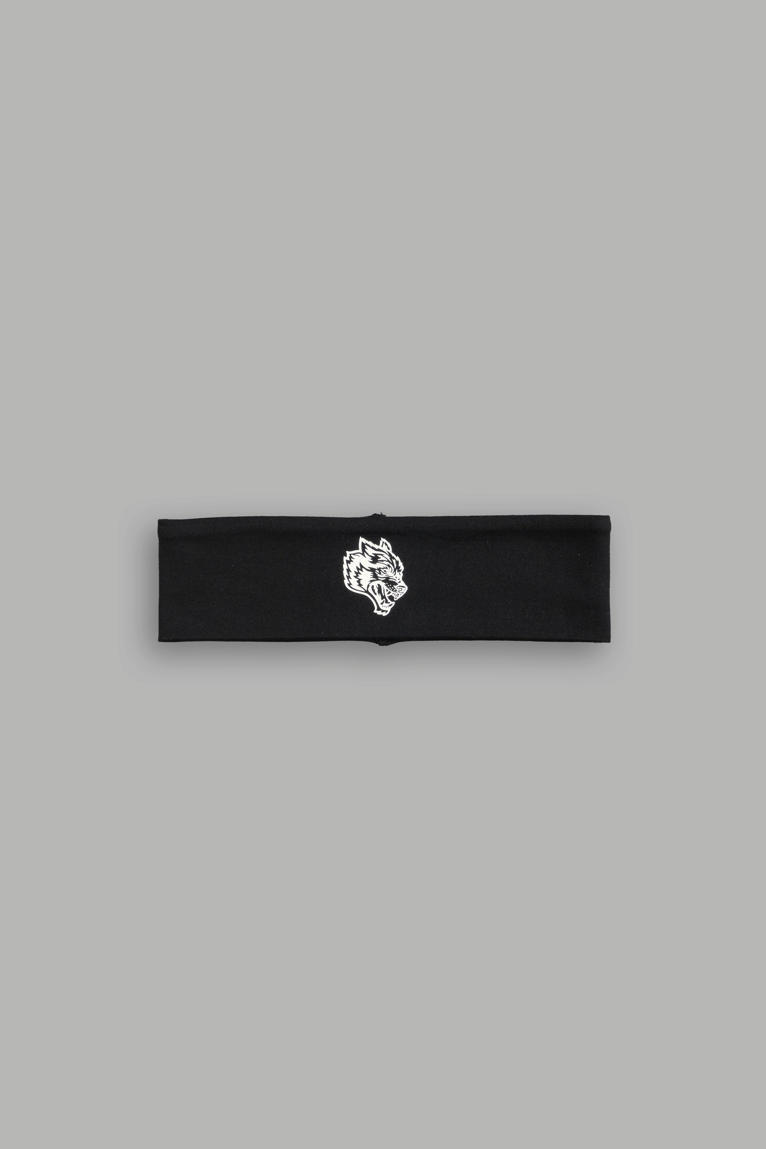 Wolf Head Wide Headband in Black
