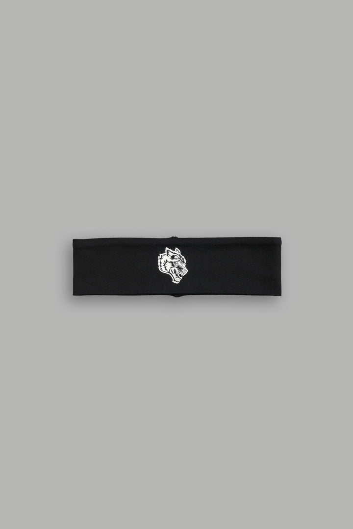 Wolf Head Wide Headband in Black
