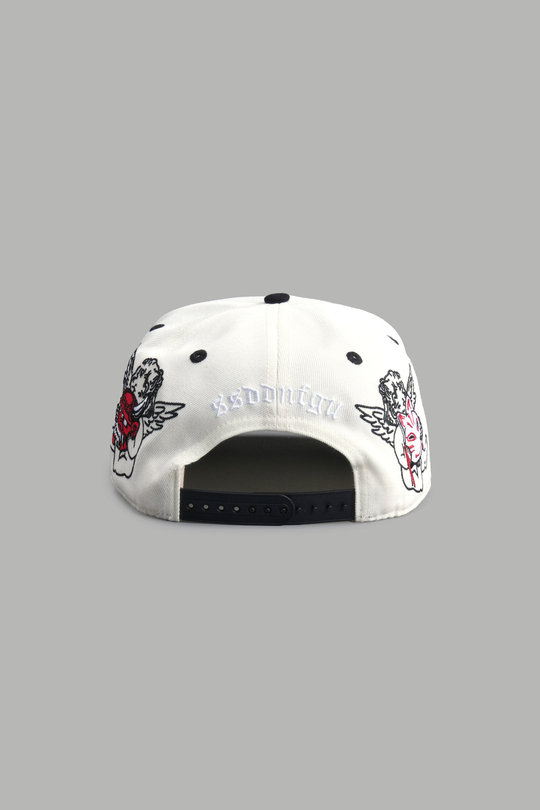 Kitsune and Oni Cherubs A Frame Snapback in Cream/Black