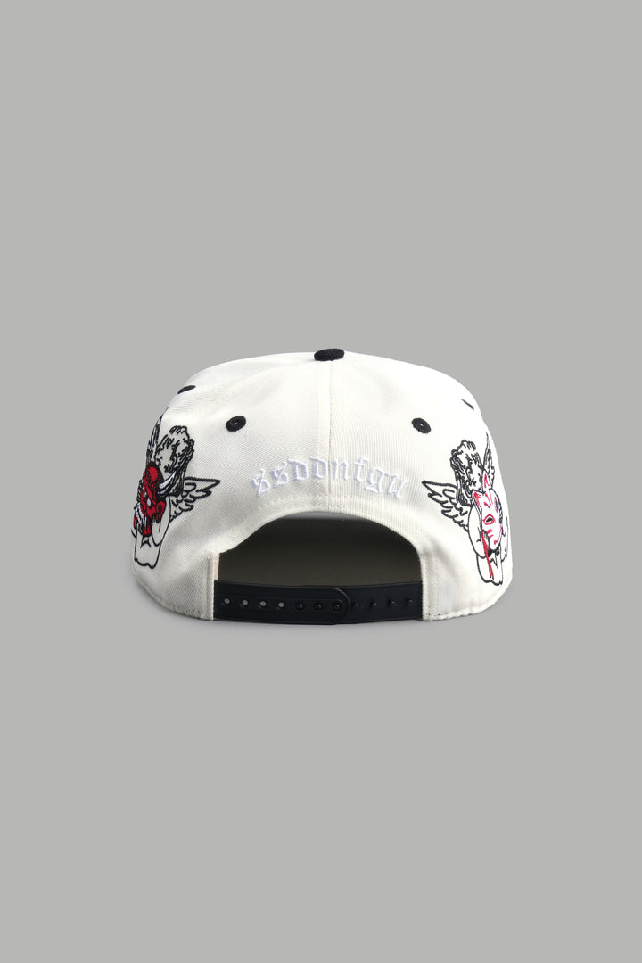 Kitsune and Oni Cherubs A Frame Snapback in Cream/Black