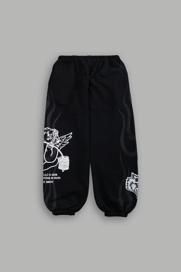 Powerhouse of the Cherub Unisex Lightweight Lounger Sweat Pants in Black Drift Wash