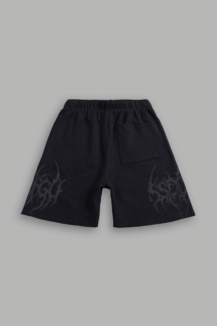 Ssddnfgu Raw Hem Oversized Post Lounge Sweat Shorts In Black