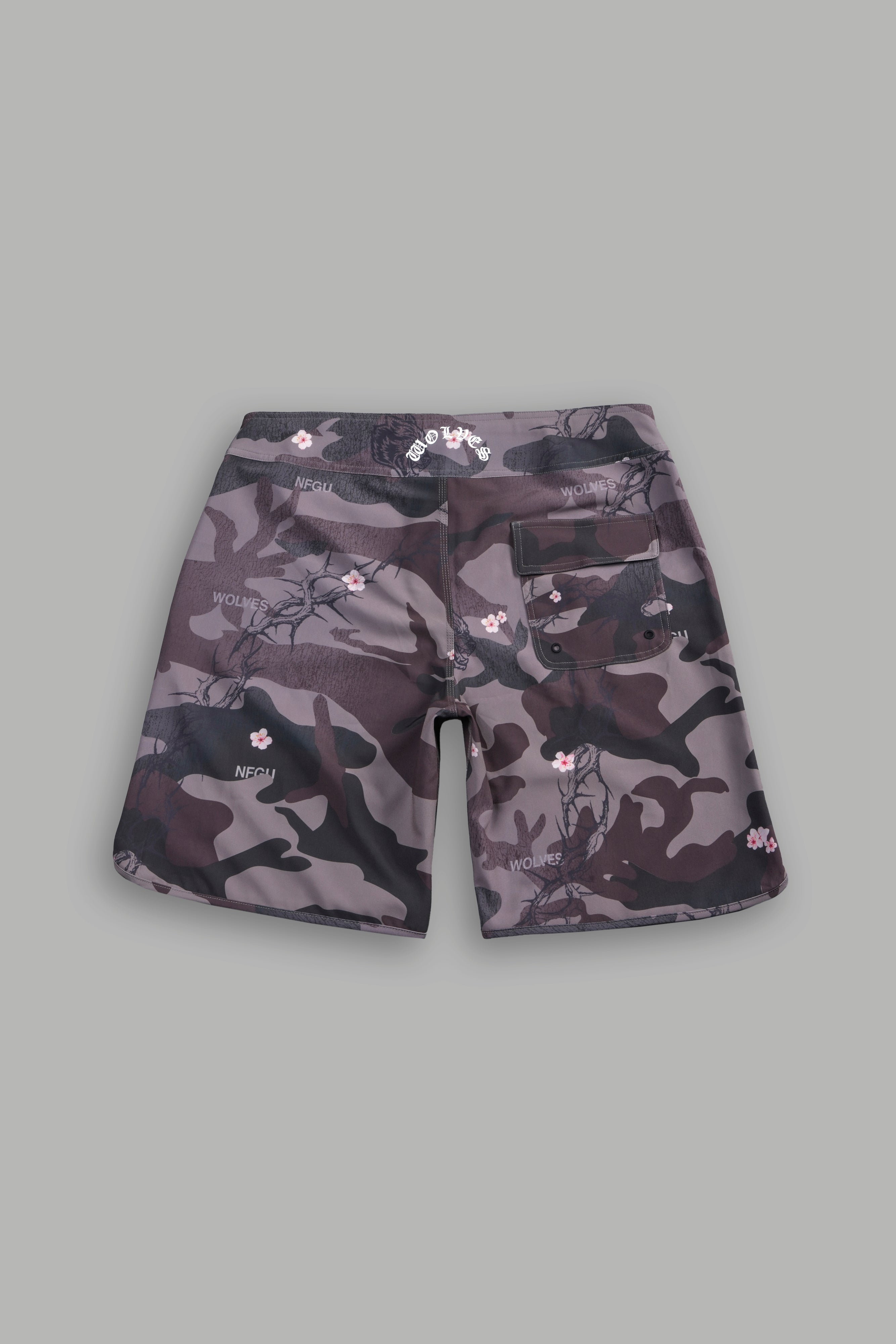 H-D Wolves Bruceys Board Shorts in Warrior In A Garden Green Camo