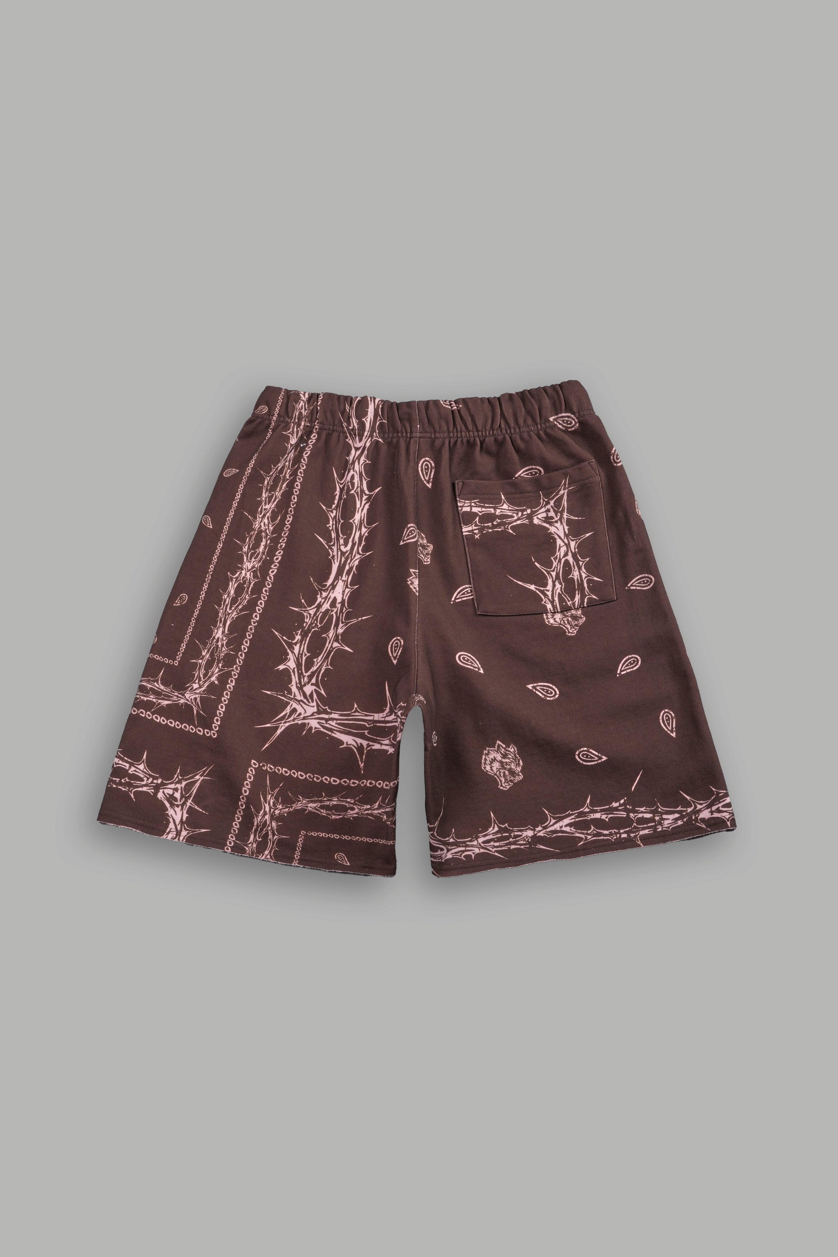 Wolves Pyramid Grunge Oversized Raw Hem Post Lounge Sweat Shorts