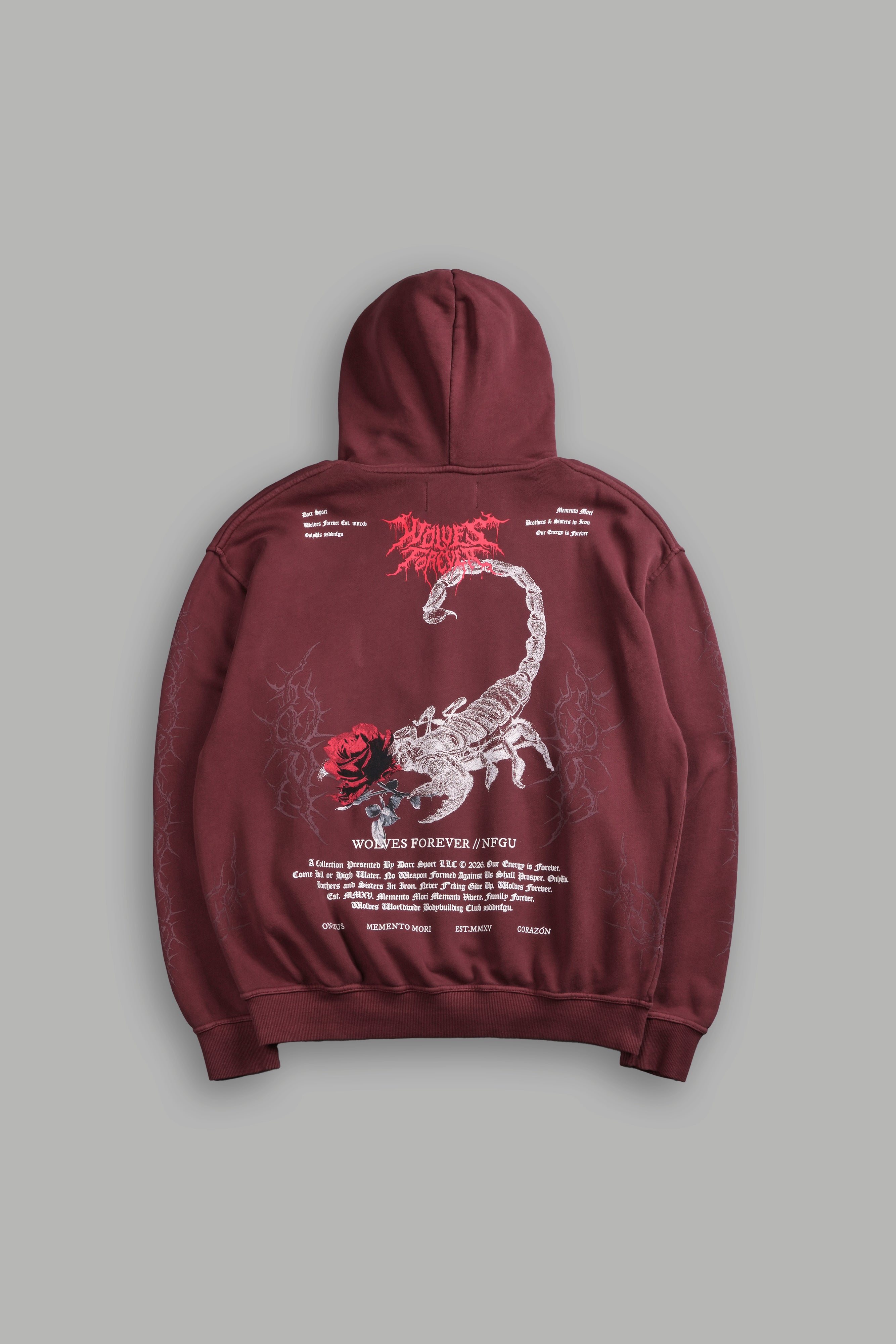 Scorpion Thorns "Pierce" Hoodie in Oxblood