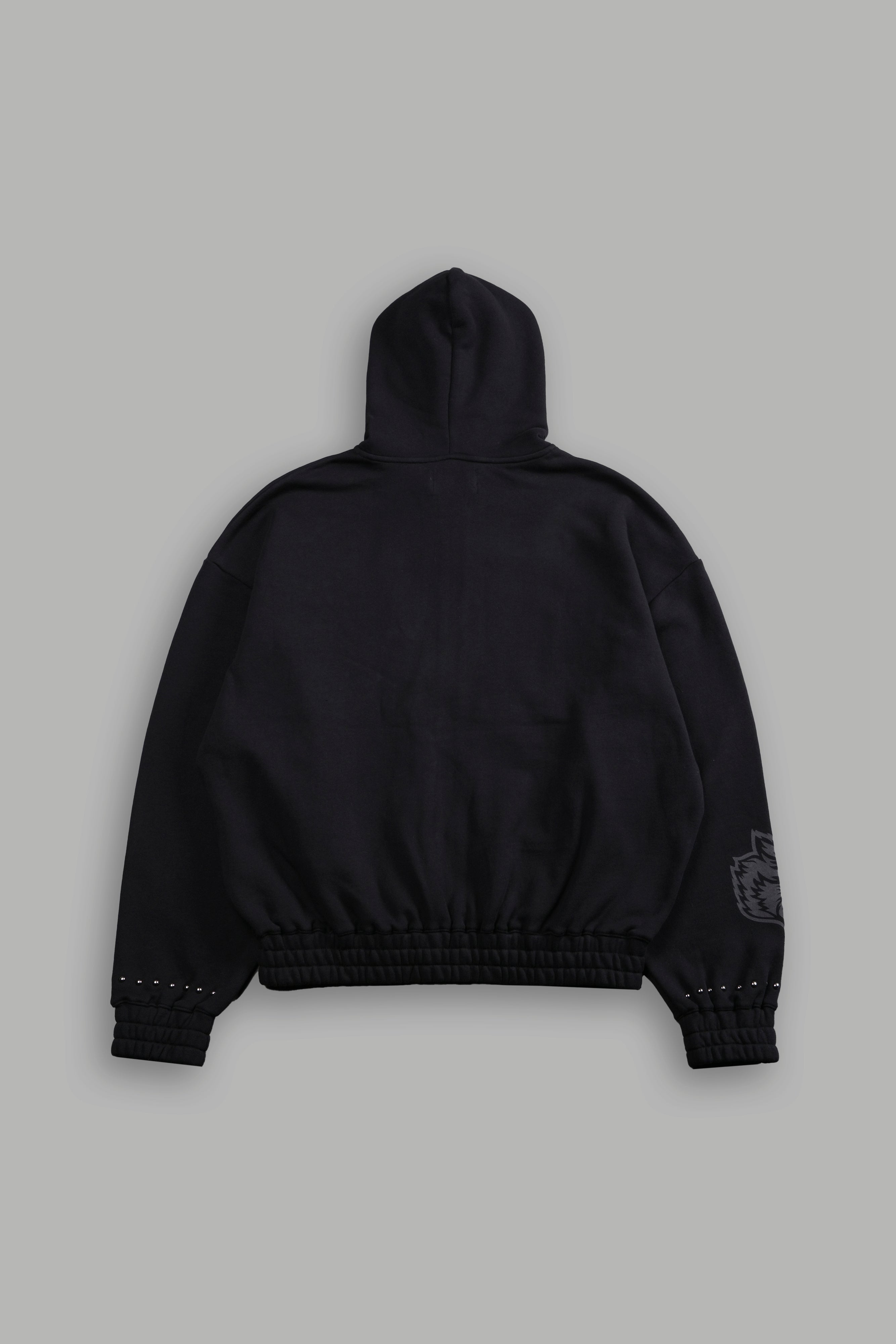 Studded Hesh "Chambers" Zip Hoodie in Black
