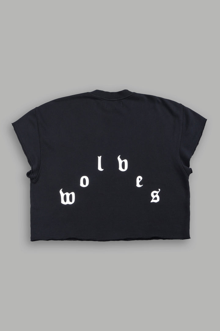 Wolf Pyramid Raw Hem Box Cut Cap Sleeve London Crewneck In Black